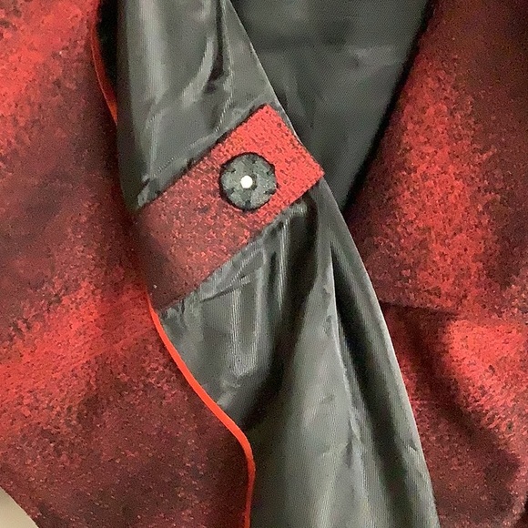 Steve Madden Red and Black Wool Blend Wrap Coat - Picture 8 of 14